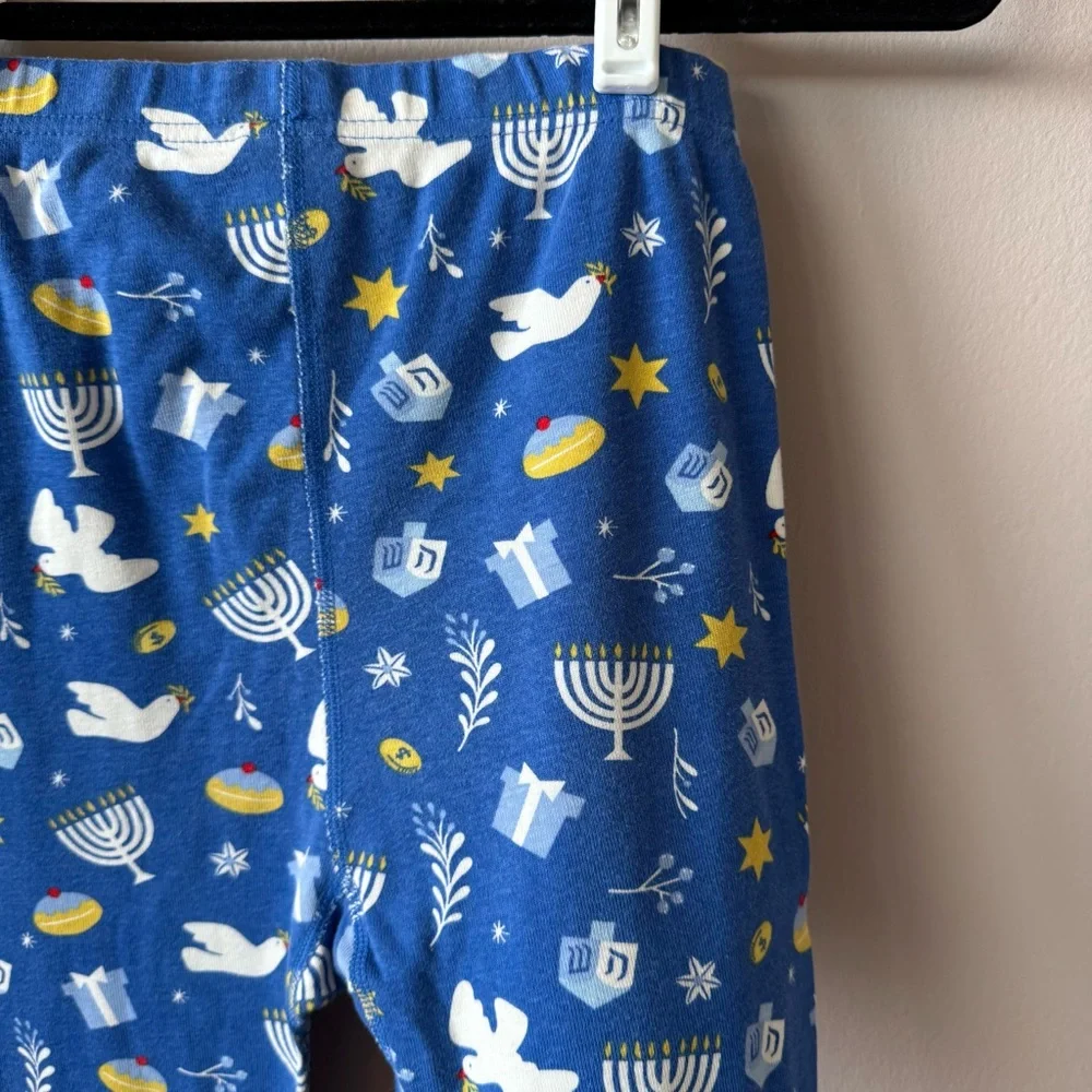 Hanna‎ Andersson Blue Hannukah Menorah Long Sleeve Matching Pajama Set Size 12
